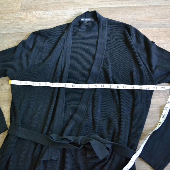 Banana Republic Waterfall Ribbed Knit Black Open Cardigan Size Small - Picture 3 of 6